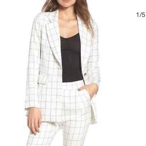 JOA x CHRISELLE PLAID WHITE  DRESS BLAZER SM NWT